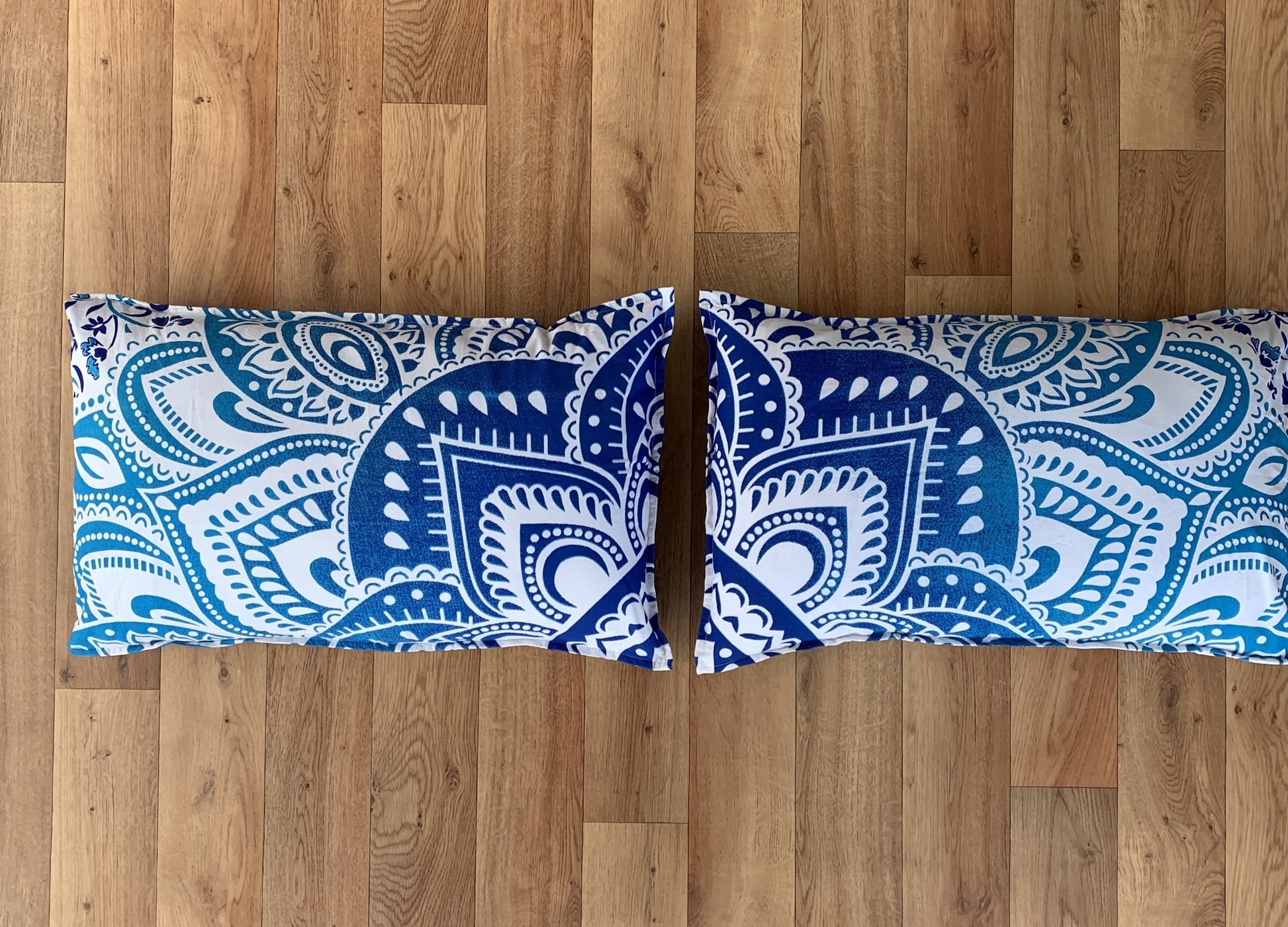 Passion Blue Cotton Mandala Pillow Set 2Pcs - Adore India   