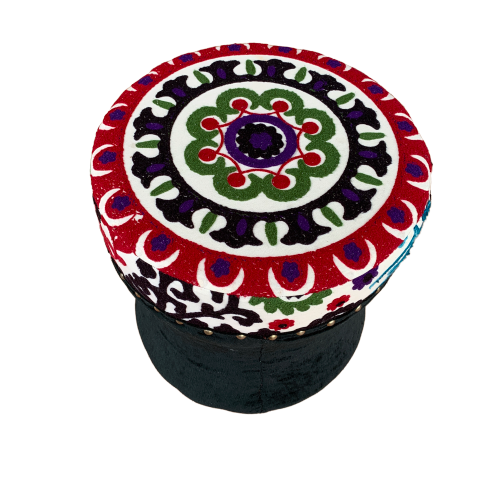 Black Velvet Decorative Vintage Footrest Stool Seat - Adore India   