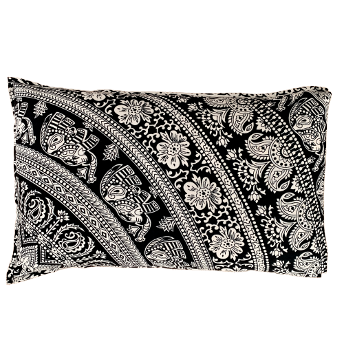 Handmade Elephant Black and White Mandala Cotton Pillow Set 2Pcs - Adore India   