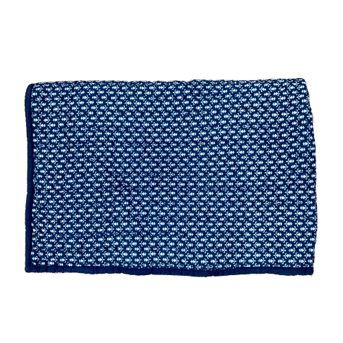 Indigo Royal Print Cotton Reversible Padded Baby Quilt Bedspread - Adore India   
