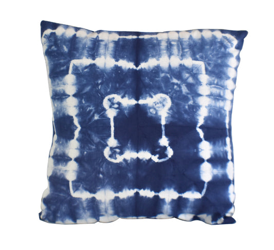 Hand Made Indigo Tie and Dye Square Cushion Cover 40cms - Adore India   