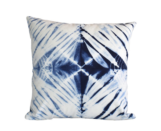 Hand Made Indigo Tie and Dye Star Cushion Cover 40cms - Adore India   