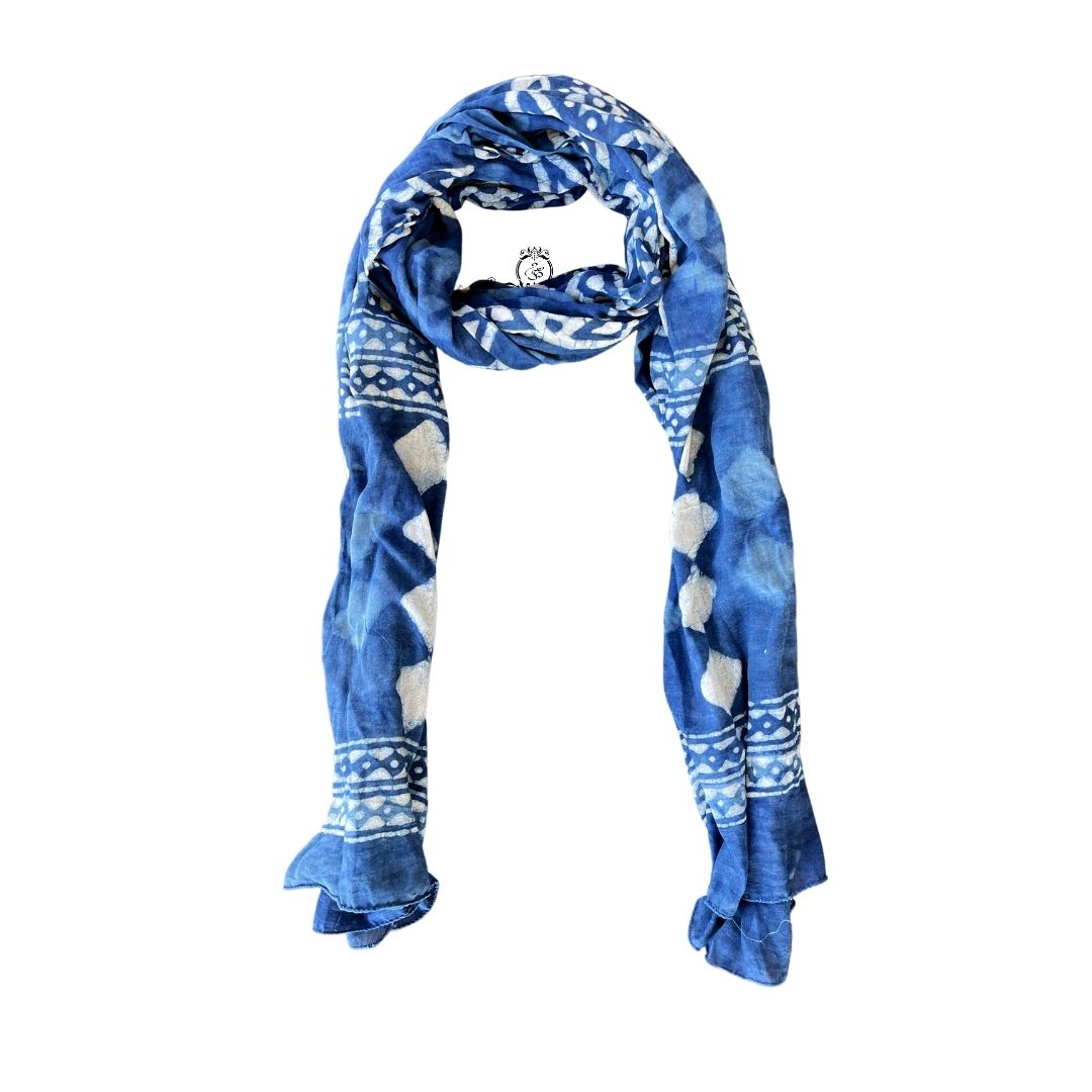 Indian Handmade Indigo Vintage Cotton Indigenous Boho Scarf Stole - Adore India   