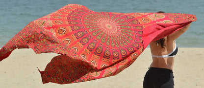 Harmony Red Mandala Throw - Adore India   