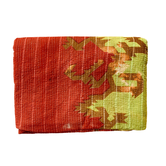 Indian Handmade Reversible Vintage Kantha Auilt Bedspread Neelu - Adore India   