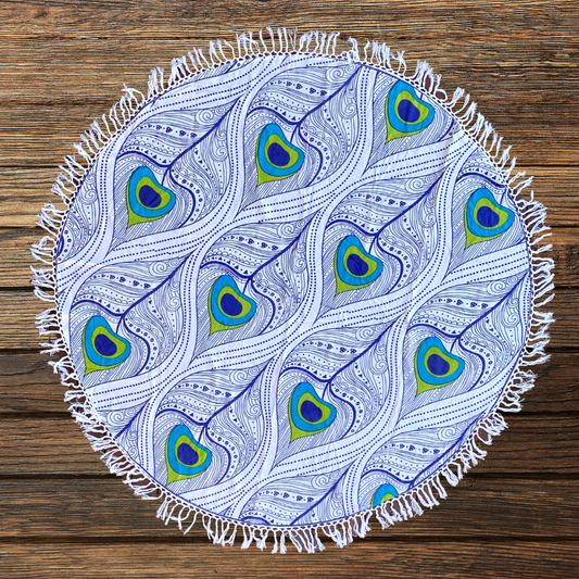 Peacock Mandala Beach Round Throw - Adore India   