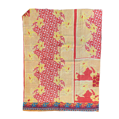 Indian Handmade Cotton Vintage Kantha Quilt Bedspread Throw- Poorna - Adore India   