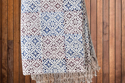 Handmade Beautiful Floral Block Print Cotton Dari Carpet - Adore India   