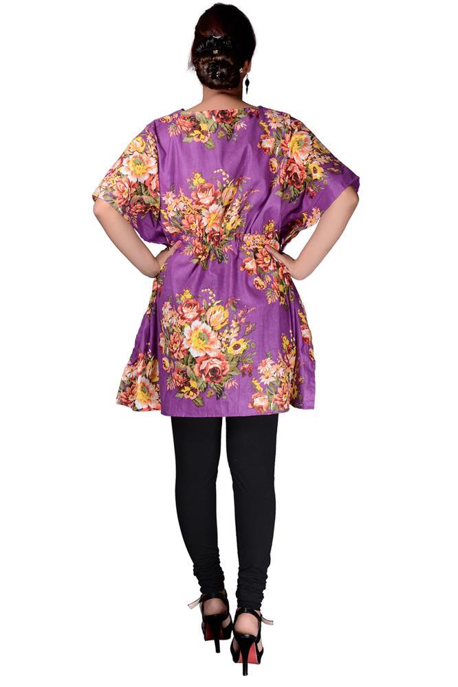 Beautiful Orange Vintage Cotton Printed Kaftan - Adore India   