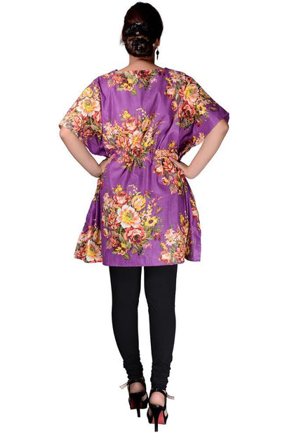 Black Vintage Floral Cotton Printed Kaftan - Adore India   