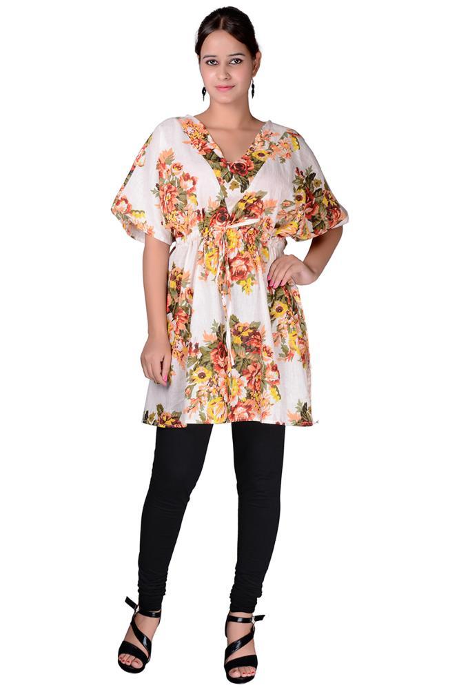 Beautiful Orange Vintage Cotton Printed Kaftan - Adore India   