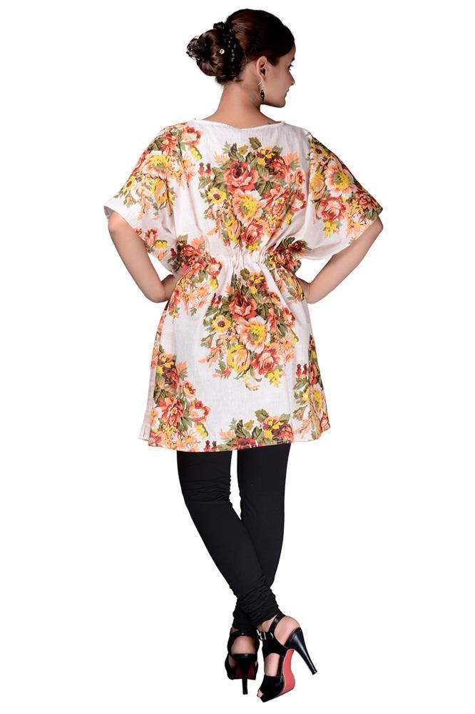 Beautiful Orange Vintage Cotton Printed Kaftan - Adore India   