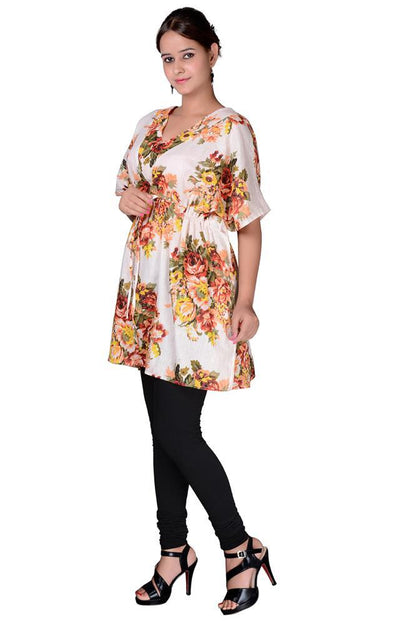 Beautiful Orange Vintage Cotton Printed Kaftan - Adore India   