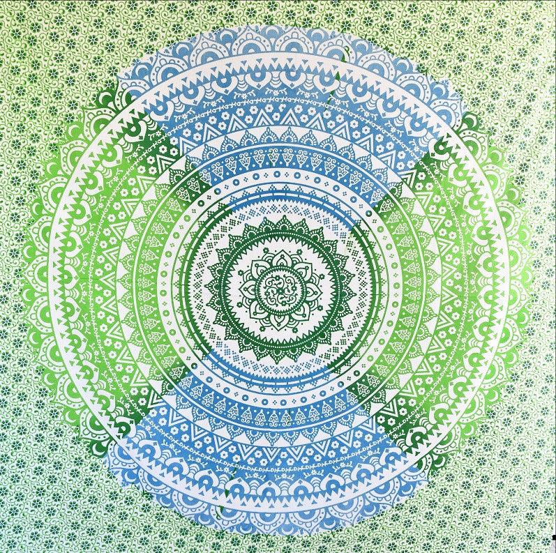 Shri Blue Green Ombre Mandala Throw - Adore India   