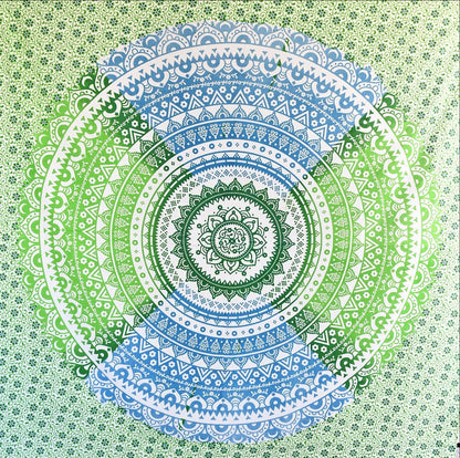 Shri Blue Green Ombre Mandala Throw - Adore India   
