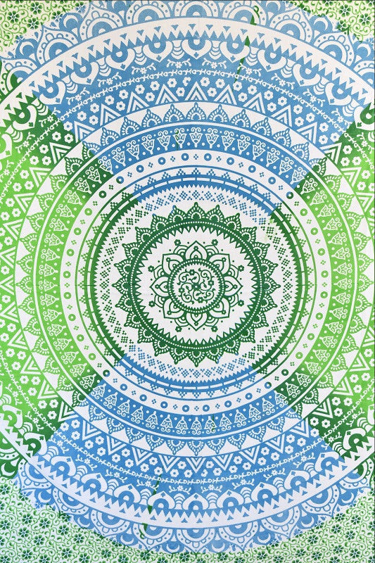 Shri Blue Green Ombre Mandala Throw - Adore India   