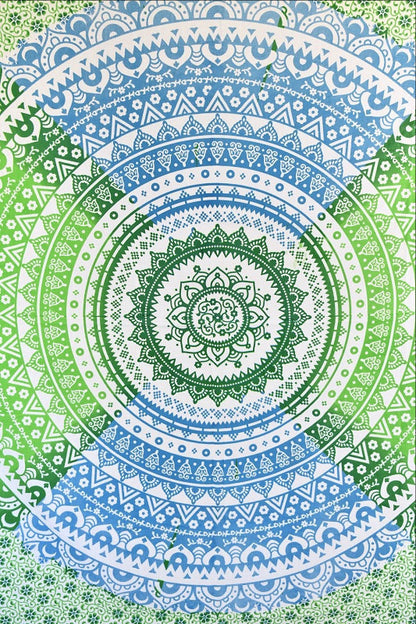 Shri Blue Green Ombre Mandala Throw - Adore India   