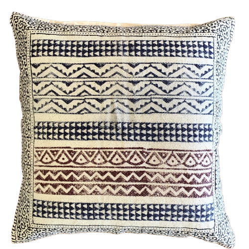 Geometrical zigzag Block Print Cotton Dari Cushion Cover Size 65x65cm - Adore India   