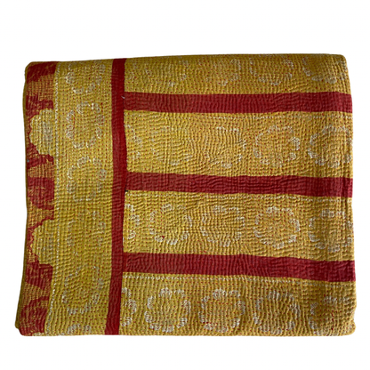 Indian Handmade Reversible Vintage Kantha Quilt Bedspread Geeta - Adore India   