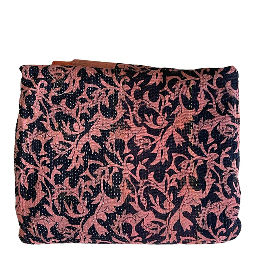Indian Handmade Cotton Vintage Kantha Quilt Bedspread Throw- Abha - Adore India   