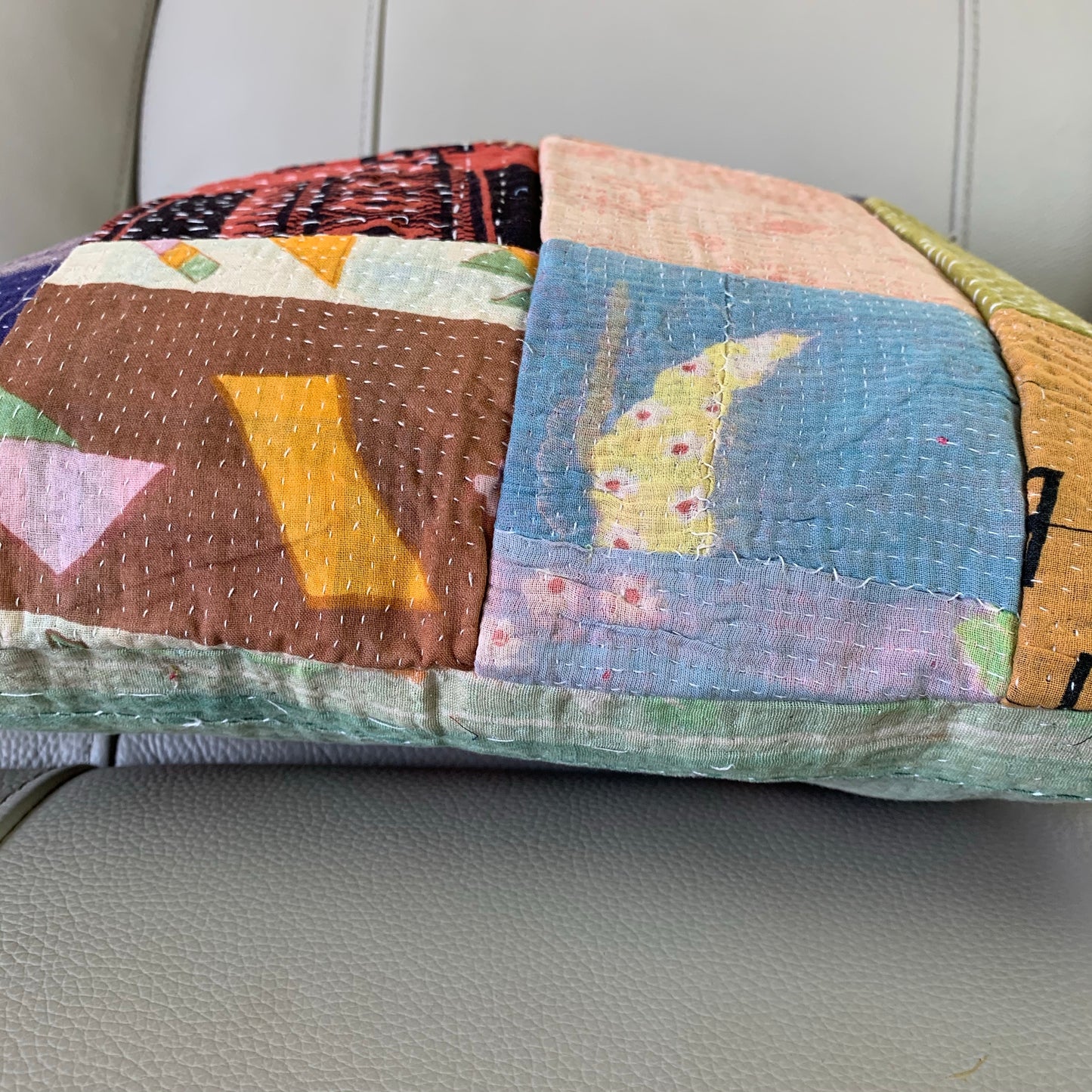 Vintage Kantha Patchwork Cushion Cover 7 - Adore India   