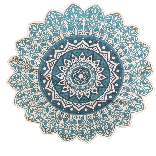 Handmade Green Turquoise Mandala Block Print Cotton Dhurrie Carpet Rug - Adore India   