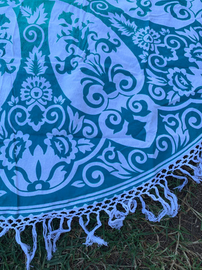 Brahma Turq Mandala Beach Roundie - Adore India   