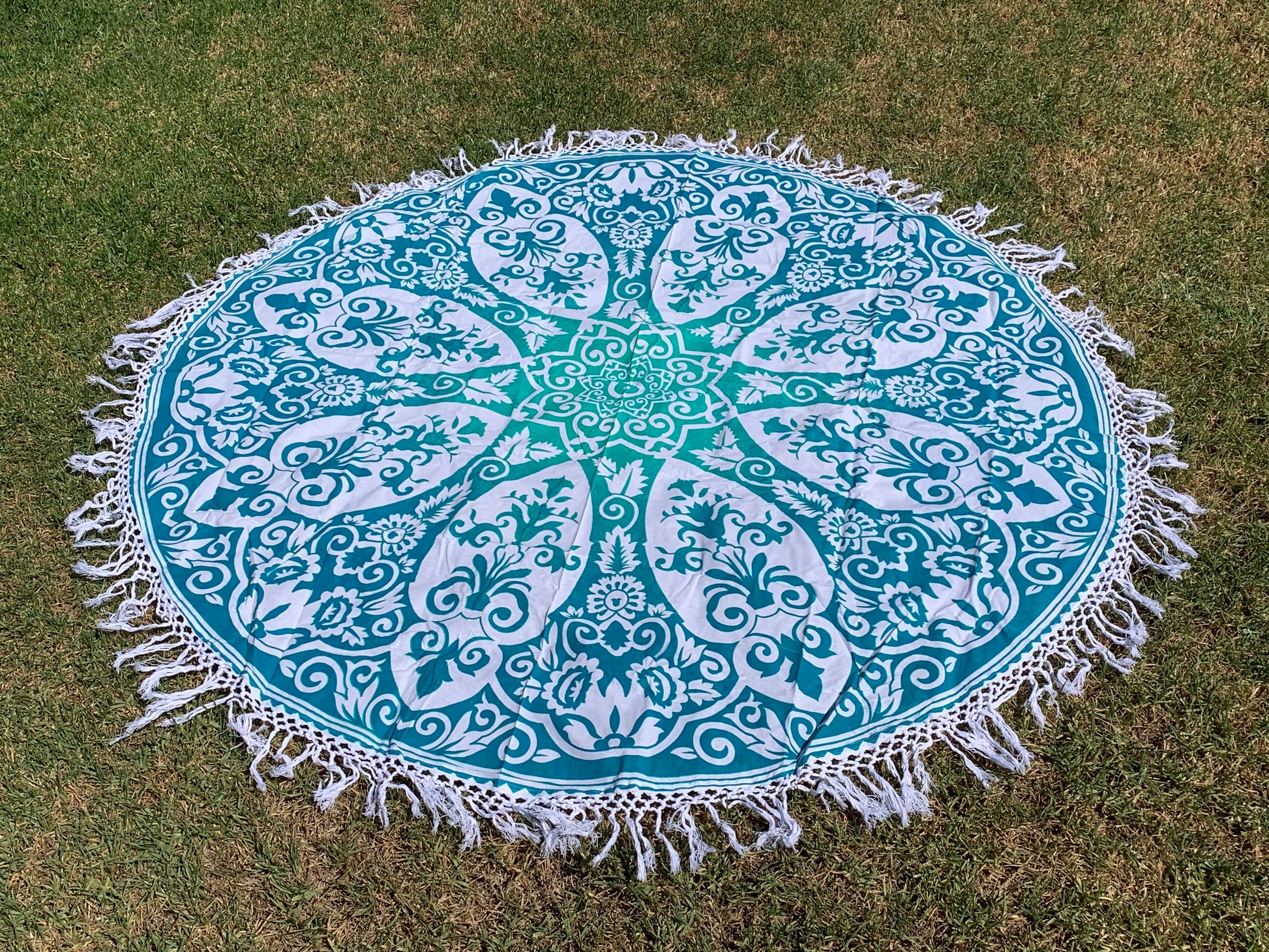 Brahma Turq Mandala Beach Roundie - Adore India   