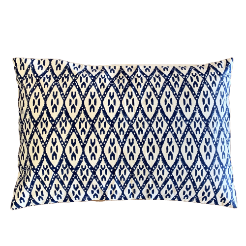 Indigo Ikat Block Print Canvas Cotton Cushion Cover Pillow 2Pcs - Adore India   