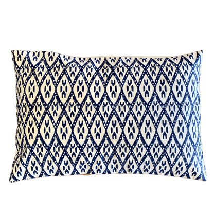 Indigo Ikat Block Print Canvas Cotton Cushion Cover Pillow 2Pcs - Adore India   