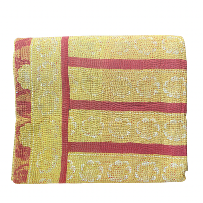 Indian Handmade Reversible Vintage Kantha Quilt Bedspread Geeta - Adore India   