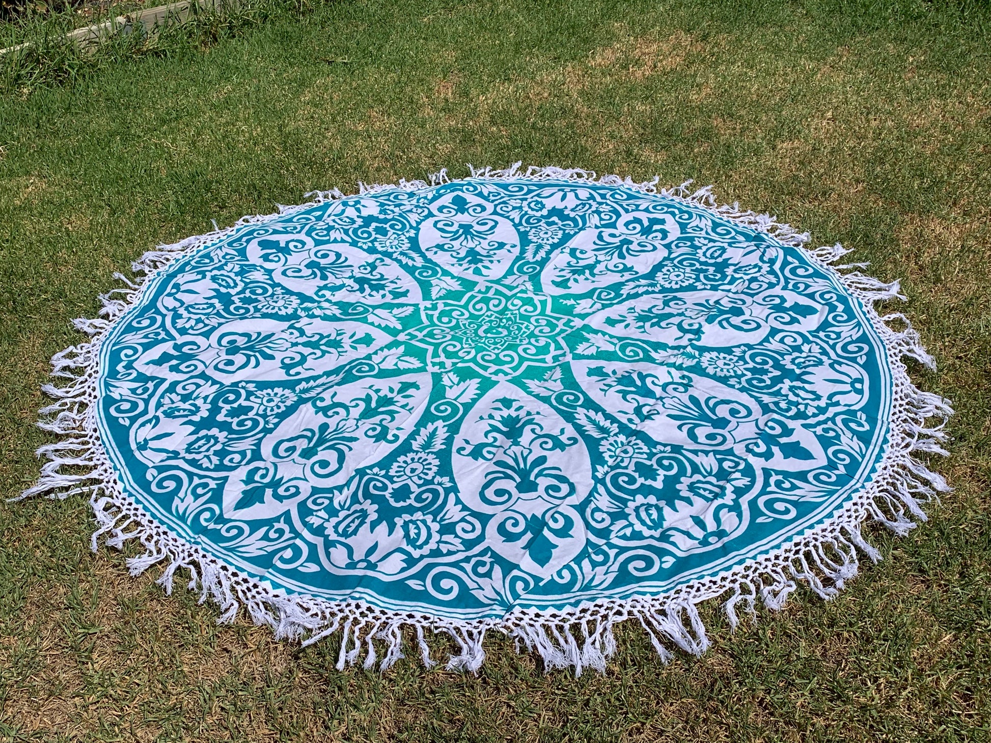 Brahma Turq Mandala Beach Roundie - Adore India   