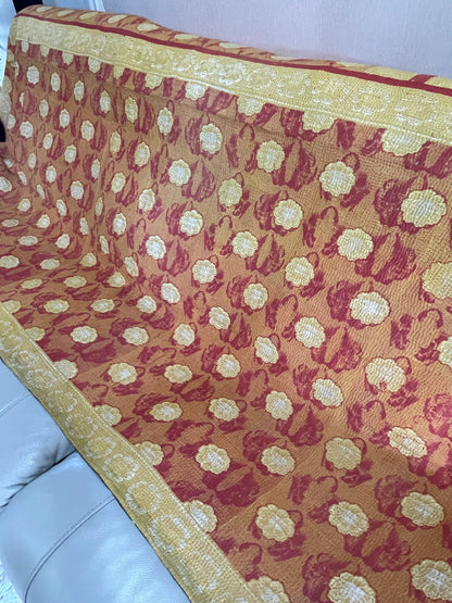 Indian Handmade Reversible Vintage Kantha Quilt Bedspread Geeta - Adore India   