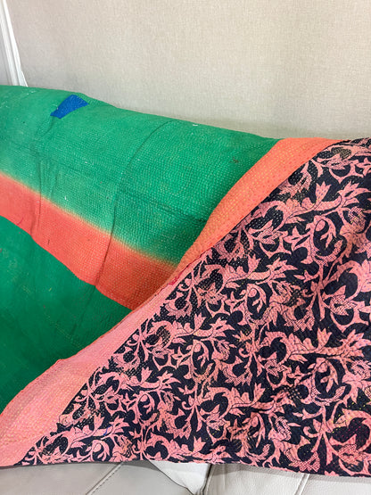 Indian Handmade Cotton Vintage Kantha Quilt Bedspread Throw- Abha - Adore India   