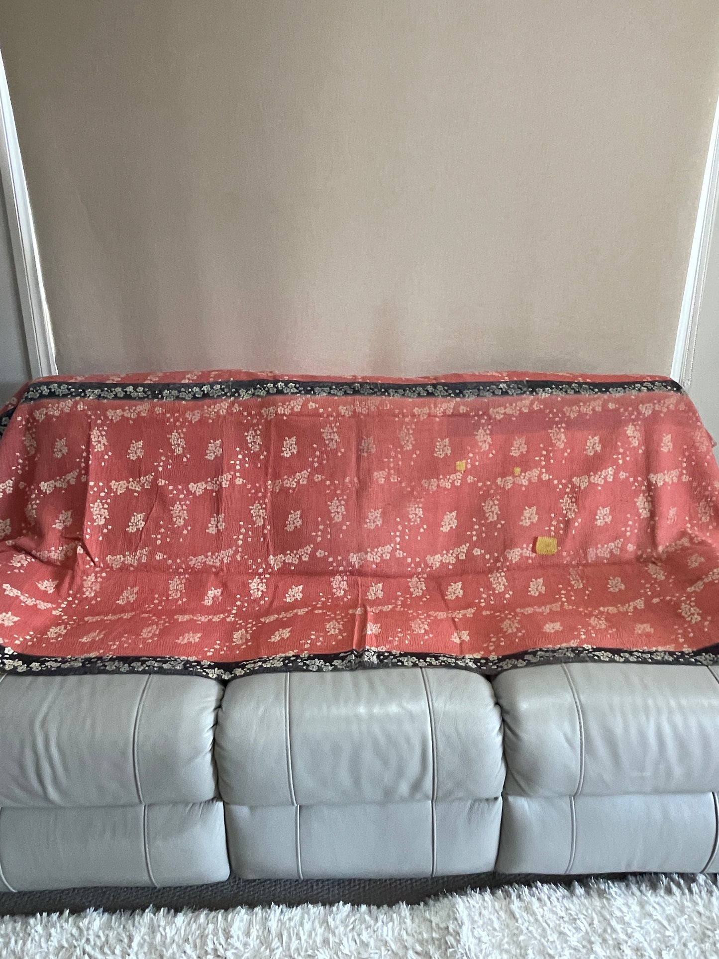 Indian Handmade Reversible Vintage Kantha Quilt Bedspread Geeta - Adore India   