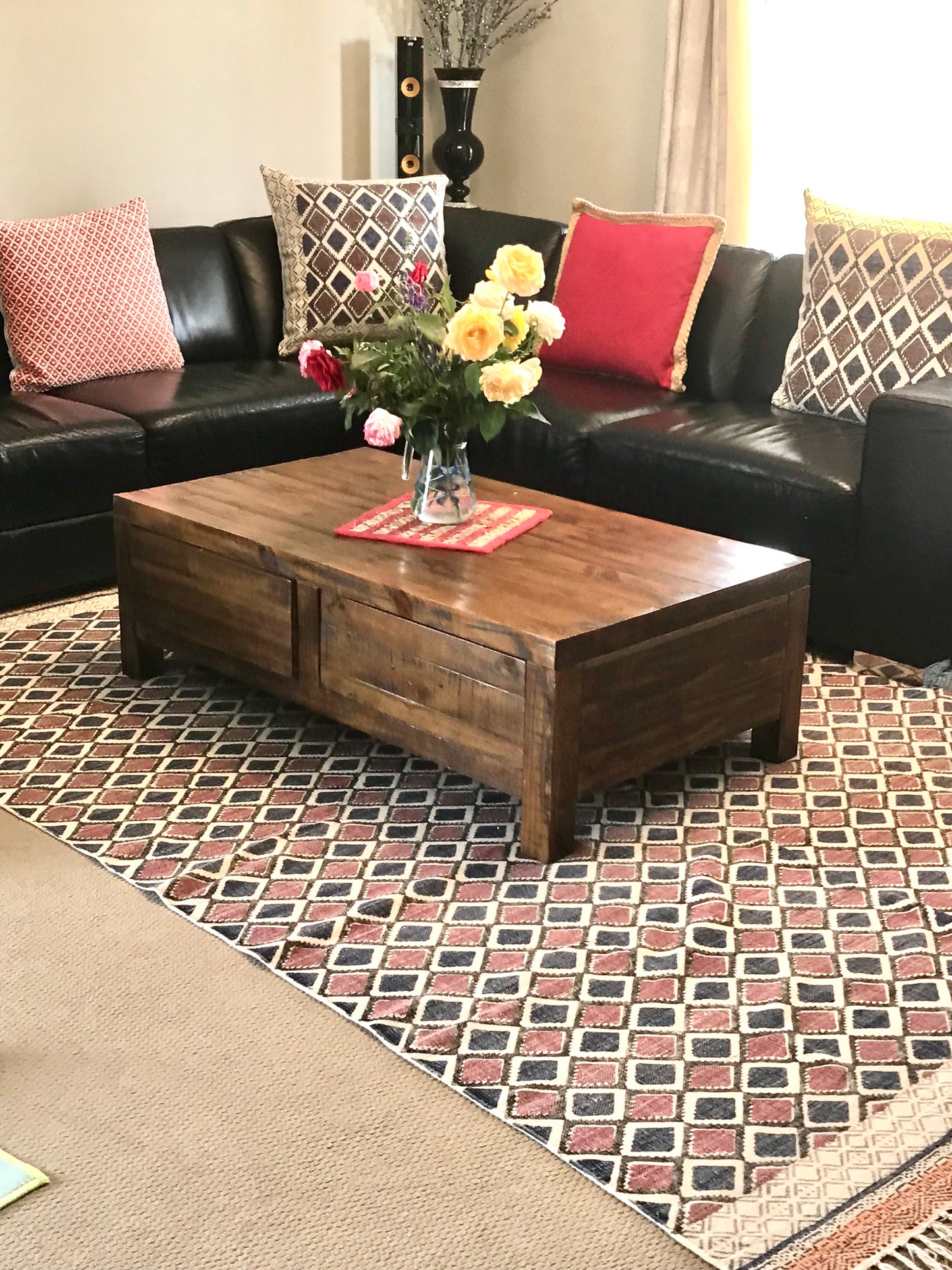 Handmade Beautiful Multi Ikat Block Print Dari Cotton Carpet - Adore India   