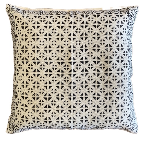 Geometrical Block Print Cotton Dari Cushion Cover Euro Size 65x65cm - Adore India   