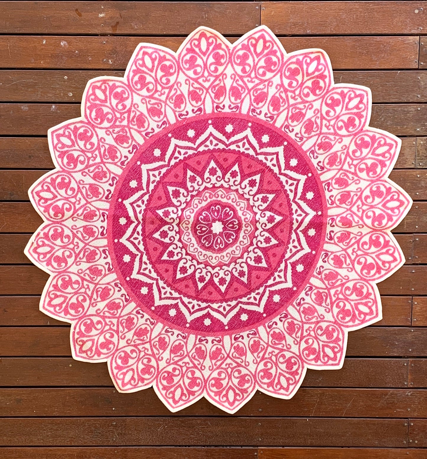 Handmade Pink Mandala Block Print Cotton Dhurrie Carpet Rug - Adore India   