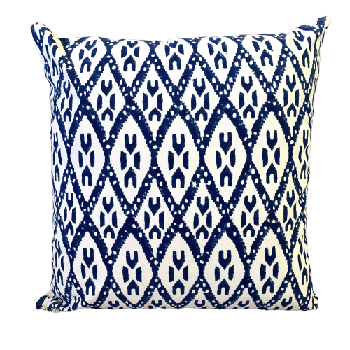 Indigo Ikat Block Print Canvas Cotton Cushion Cover Pillow 2Pcs - Adore India   