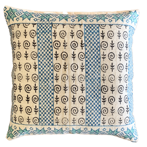 Block Print Star Cotton Dari Cushion Cover Teal Euro Size 65x65cm - Adore India   