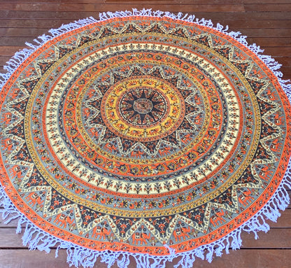 Good Luck Star Mandala Beach Round Throw - Adore India   