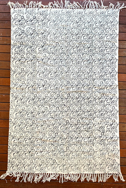 Handmade Beautiful French Block Print Cotton Dari Carpet - Adore India   