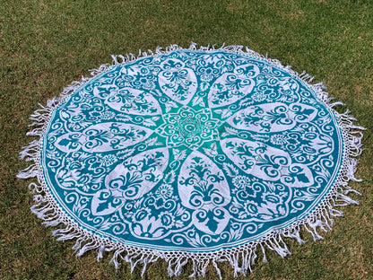 Brahma Turq Mandala Beach Roundie - Adore India   