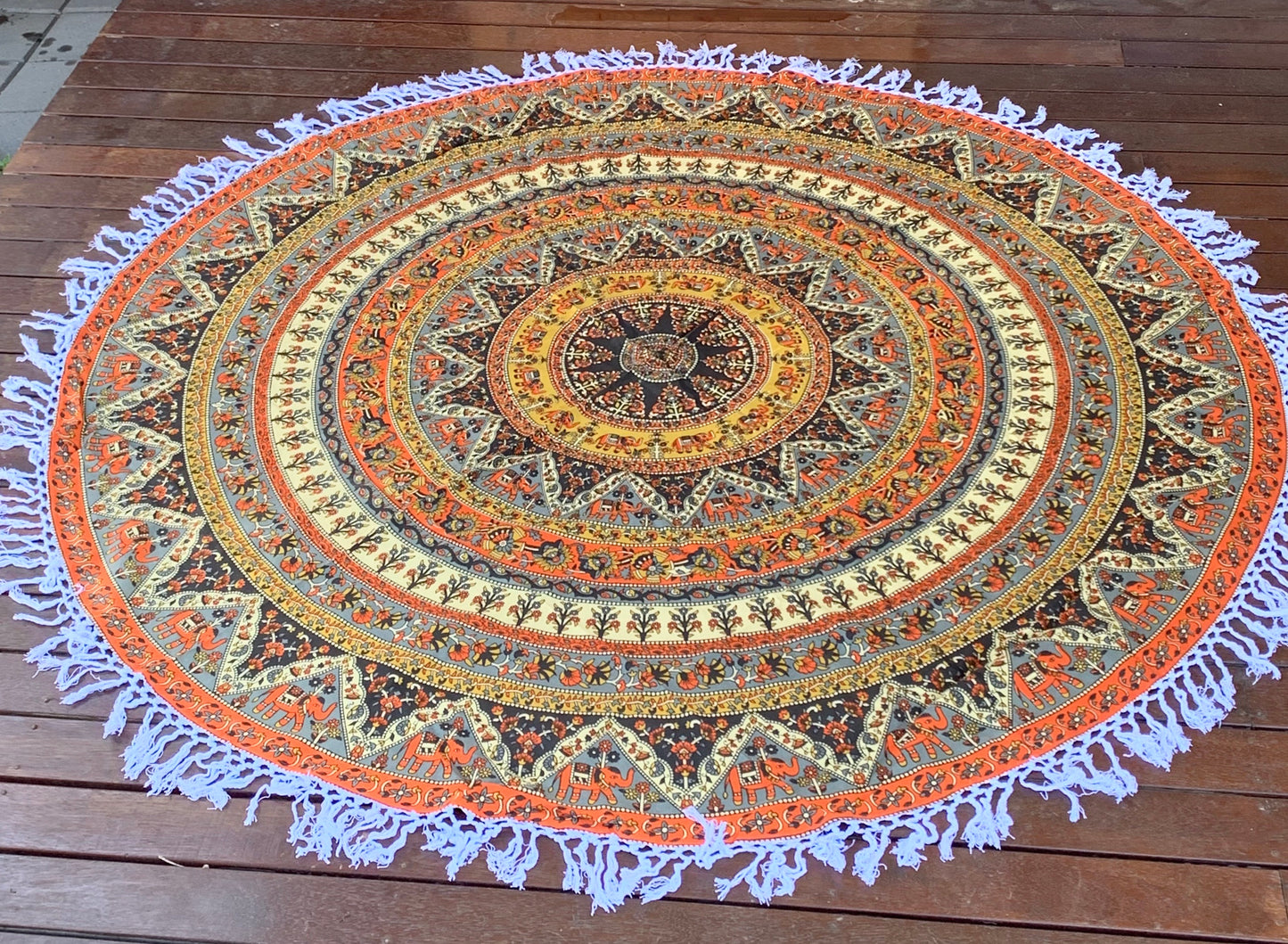 Good Luck Star Mandala Beach Round Throw - Adore India   