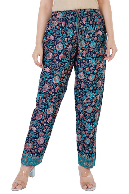 Nora Floral Printed Bohemian Vintage Trouser Pant - Adore India   